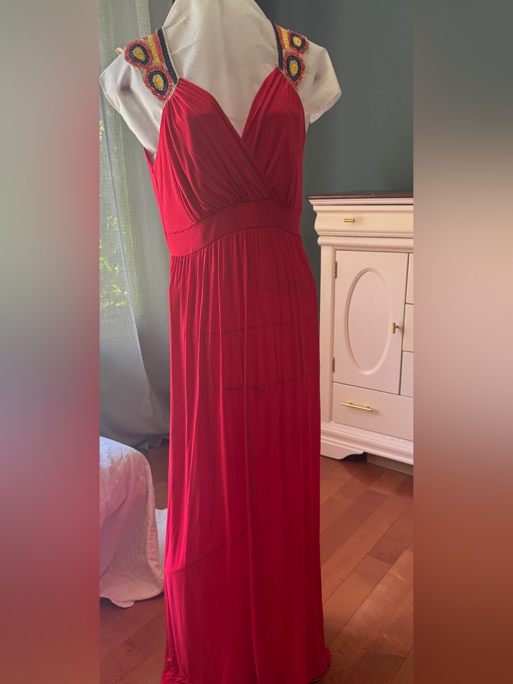 Bohemian Maxi Dress With Crochet Yoke Back